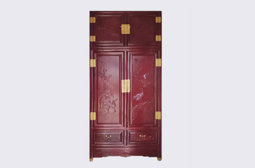 临高高端中式家居装修深红色纯实木衣柜