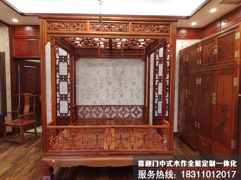中式衣柜和中式架子床图片