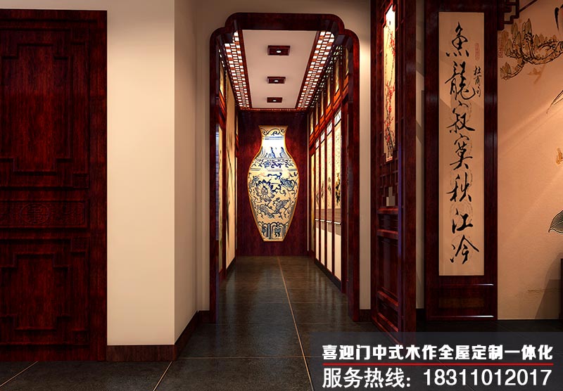 中式家居室内走廊设计效果图
